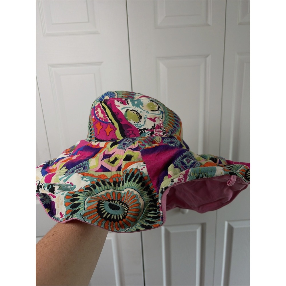 Reversible Bucket Hat Womens OS Pink Paisley Floral Cotton Sun Hat